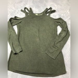 7th Ray boutique crisscross cold shoulder top